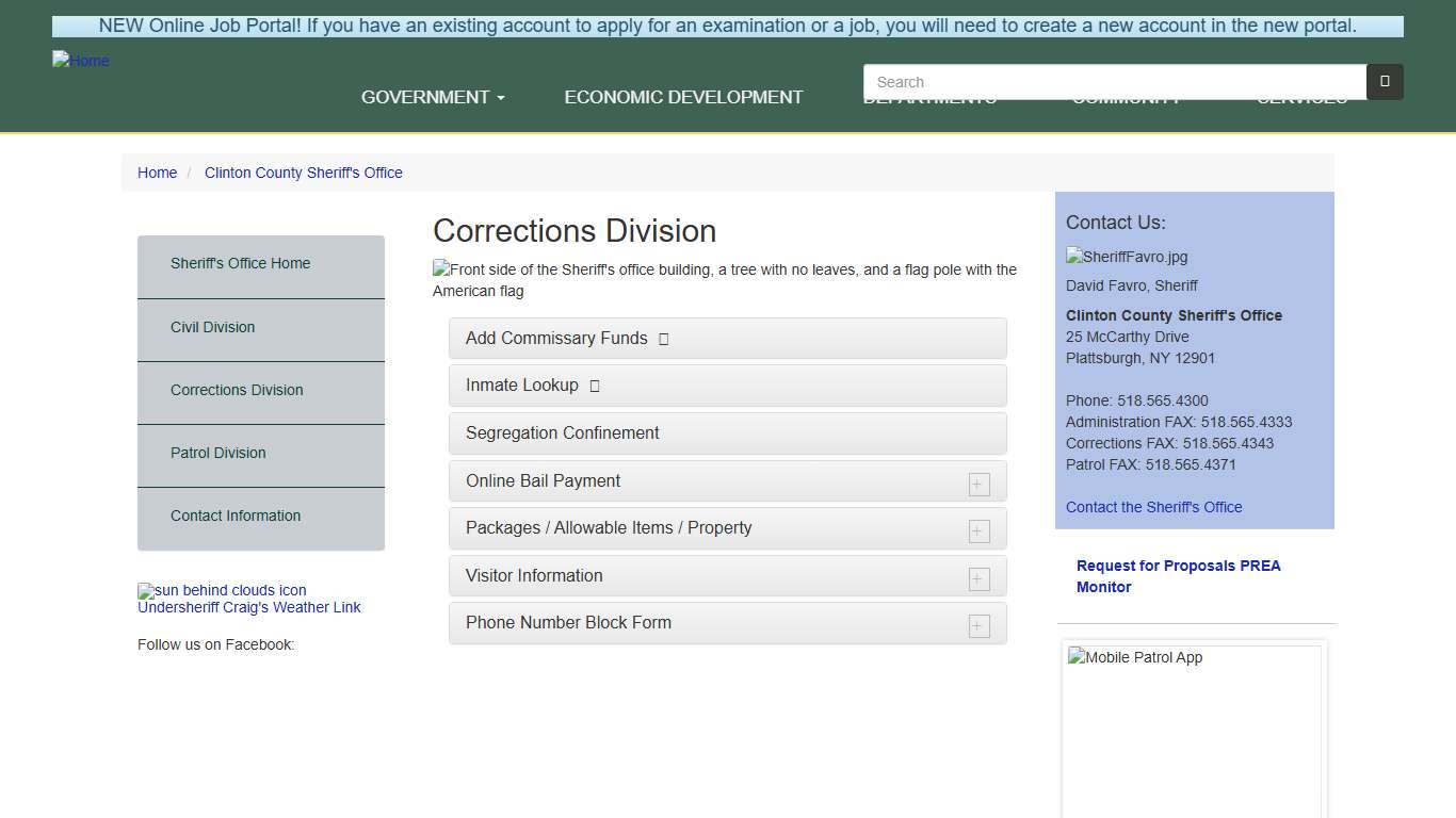 Corrections Division | Clinton County New York